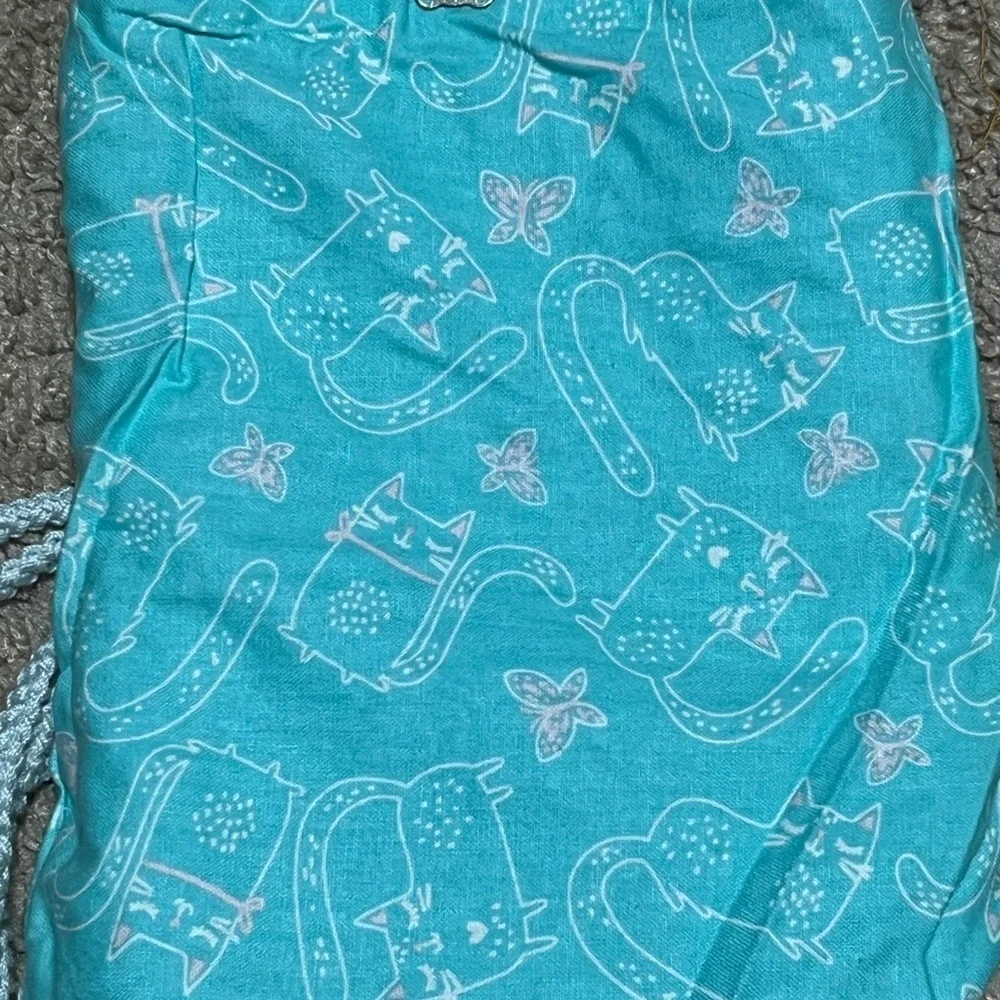 Beaded CROCHET BAGE, in Light Blue, BOHO, HIPPIE, 10x 7 with 21” drop strap.